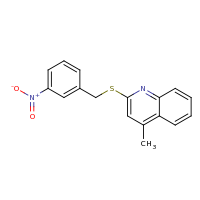 2d structure of 4-methyl-2-{[(3-nitrophenyl)methyl]sulfanyl}quinoline