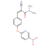 2d structure of (2Z)-2-cyano-N,N-dimethyl-3-{4-[(5-nitropyridin-2-yl)oxy]phenyl}prop-2-enamide