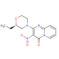 2d structure of 2-[(2R)-2-ethylmorpholin-4-yl]-3-nitro-4H-pyrido[1,2-a]pyrimidin-4-one