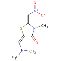 2d structure of 5-[(dimethylamino)methylidene]-3-methyl-2-(nitromethylidene)-1,3-thiazolidin-4-one