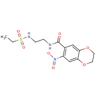 2d structure of N-(2-ethanesulfonamidoethyl)-7-nitro-2,3-dihydro-1,4-benzodioxine-6-carboxamide