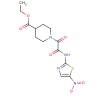 2d structure of ethyl 1-{[(5-nitro-1,3-thiazol-2-yl)carbamoyl]carbonyl}piperidine-4-carboxylate