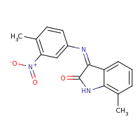 2d structure of (3Z)-7-methyl-3-[(4-methyl-3-nitrophenyl)imino]-2,3-dihydro-1H-indol-2-one
