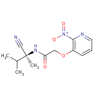 2d structure of N-[(1S)-1-cyano-1,2-dimethylpropyl]-2-[(2-nitropyridin-3-yl)oxy]acetamide