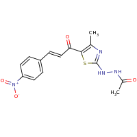 2d structure of N'-{4-methyl-5-[(2E)-3-(4-nitrophenyl)prop-2-enoyl]-1,3-thiazol-2-yl}acetohydrazide