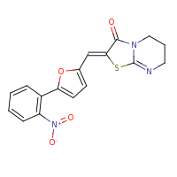 2d structure of 2-{[5-(2-nitrophenyl)furan-2-yl]methylidene}-2H,3H,5H,6H,7H-[1,3]thiazolo[3,2-a]pyrimidin-3-one