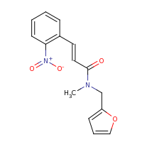 2d structure of (2E)-N-(furan-2-ylmethyl)-N-methyl-3-(2-nitrophenyl)prop-2-enamide