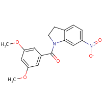 2d structure of 1-[(3,5-dimethoxyphenyl)carbonyl]-6-nitro-2,3-dihydro-1H-indole
