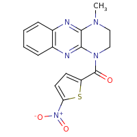 2d structure of 1-methyl-4-[(5-nitrothiophen-2-yl)carbonyl]-1H,2H,3H,4H-pyrazino[2,3-b]quinoxaline