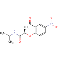 2d structure of (2R)-2-(2-formyl-4-nitrophenoxy)-N-(propan-2-yl)propanamide