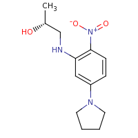 2d structure of (2R)-1-{[2-nitro-5-(pyrrolidin-1-yl)phenyl]amino}propan-2-ol