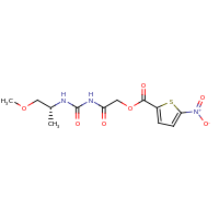2d structure of 2-({[(2R)-1-methoxypropan-2-yl]carbamoyl}amino)-2-oxoethyl 5-nitrothiophene-2-carboxylate