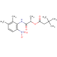 2d structure of (1S)-1-[(2,3-dimethyl-6-nitrophenyl)carbamoyl]ethyl 3,3-dimethylbutanoate