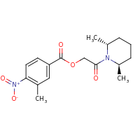 2d structure of 2-[(2R,6R)-2,6-dimethylpiperidin-1-yl]-2-oxoethyl 3-methyl-4-nitrobenzoate