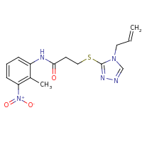 2d structure of N-(2-methyl-3-nitrophenyl)-3-{[4-(prop-2-en-1-yl)-4H-1,2,4-triazol-3-yl]sulfanyl}propanamide