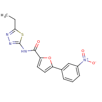 2d structure of N-(5-ethyl-1,3,4-thiadiazol-2-yl)-5-(3-nitrophenyl)furan-2-carboxamide