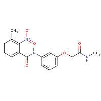2d structure of 3-methyl-N-{3-[(methylcarbamoyl)methoxy]phenyl}-2-nitrobenzamide