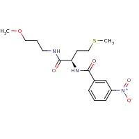 2d structure of (2R)-N-(3-methoxypropyl)-4-(methylsulfanyl)-2-[(3-nitrophenyl)formamido]butanamide