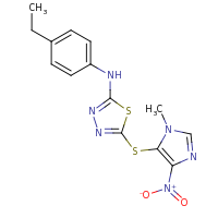 2d structure of N-(4-ethylphenyl)-5-[(1-methyl-4-nitro-1H-imidazol-5-yl)sulfanyl]-1,3,4-thiadiazol-2-amine