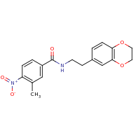 2d structure of N-[2-(2,3-dihydro-1,4-benzodioxin-6-yl)ethyl]-3-methyl-4-nitrobenzamide