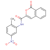 2d structure of N-(2-methyl-5-nitrophenyl)-1-oxo-1H-isochromene-3-carboxamide