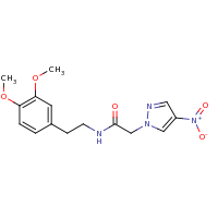 2d structure of N-[2-(3,4-dimethoxyphenyl)ethyl]-2-(4-nitro-1H-pyrazol-1-yl)acetamide