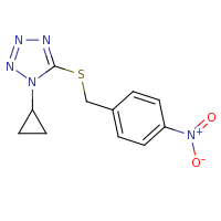 2d structure of 1-cyclopropyl-5-{[(4-nitrophenyl)methyl]sulfanyl}-1H-1,2,3,4-tetrazole