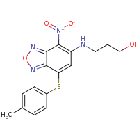 2d structure of 3-({7-[(4-methylphenyl)sulfanyl]-4-nitro-2,1,3-benzoxadiazol-5-yl}amino)propan-1-ol