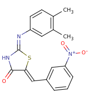2d structure of (2Z,5Z)-2-[(3,4-dimethylphenyl)imino]-5-[(3-nitrophenyl)methylidene]-1,3-thiazolidin-4-one