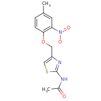 2d structure of N-[4-(4-methyl-2-nitrophenoxymethyl)-1,3-thiazol-2-yl]acetamide