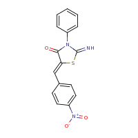 2d structure of (5Z)-2-imino-5-[(4-nitrophenyl)methylidene]-3-phenyl-1,3-thiazolidin-4-one
