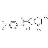 2d structure of 3-amino-4,6-dimethyl-N-(4-nitrophenyl)thieno[2,3-b]pyridine-2-carboxamide
