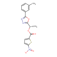 2d structure of (1S)-1-[5-(3-methylphenyl)-1,3,4-oxadiazol-2-yl]ethyl 5-nitrothiophene-2-carboxylate