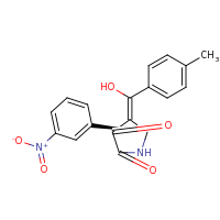 2d structure of (4Z,5R)-4-[hydroxy(4-methylphenyl)methylidene]-5-(3-nitrophenyl)pyrrolidine-2,3-dione