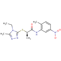 2d structure of (2R)-2-[(4-ethyl-5-methyl-4H-1,2,4-triazol-3-yl)sulfanyl]-N-(2-methyl-5-nitrophenyl)propanamide