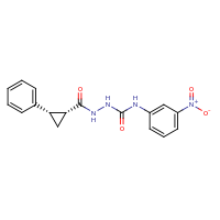 2d structure of (1R,2S)-N-{[(3-nitrophenyl)carbamoyl]amino}-2-phenylcyclopropane-1-carboxamide