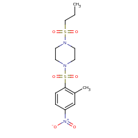 2d structure of 1-[(2-methyl-4-nitrobenzene)sulfonyl]-4-(propane-1-sulfonyl)piperazine