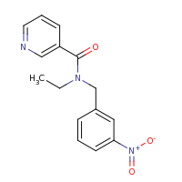 2d structure of N-ethyl-N-[(3-nitrophenyl)methyl]pyridine-3-carboxamide