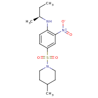 2d structure of N-[(2S)-butan-2-yl]-4-(4-methylpiperidine-1-sulfonyl)-2-nitroaniline