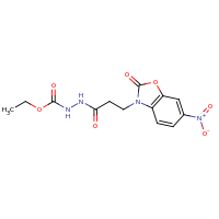 2d structure of N'-(ethoxycarbonyl)-3-(6-nitro-2-oxo-2,3-dihydro-1,3-benzoxazol-3-yl)propanehydrazide