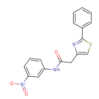 2d structure of N-(3-nitrophenyl)-2-(2-phenyl-1,3-thiazol-4-yl)acetamide