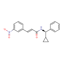 2d structure of (2E)-N-[(R)-cyclopropyl(phenyl)methyl]-3-(3-nitrophenyl)prop-2-enamide