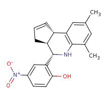 2d structure of 2-[(3aS,4S,9bS)-6,8-dimethyl-3H,3aH,4H,5H,9bH-cyclopenta[c]quinolin-4-yl]-4-nitrophenol
