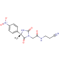 2d structure of N-(2-cyanoethyl)-2-[(4S)-4-methyl-4-(4-nitrophenyl)-2,5-dioxoimidazolidin-1-yl]acetamide