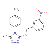 2d structure of 3-methyl-4-(4-methylphenyl)-5-{[(3-nitrophenyl)methyl]sulfanyl}-4H-1,2,4-triazole