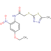 2d structure of N-(4-ethoxy-2-nitrophenyl)-2-[(5-methyl-1,3,4-thiadiazol-2-yl)sulfanyl]acetamide