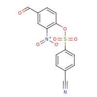 2d structure of 4-formyl-2-nitrophenyl 4-cyanobenzene-1-sulfonate
