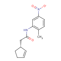 2d structure of 2-[(1R)-cyclopent-2-en-1-yl]-N-(2-methyl-5-nitrophenyl)acetamide