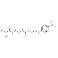 2d structure of 2-methyl-N-{2-[({2-[(4-nitrophenyl)amino]ethyl}carbamoyl)amino]ethyl}propanamide