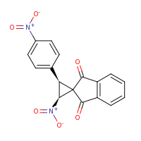 2d structure of (2S,3S)-3-nitro-2-(4-nitrophenyl)-1',3'-dihydrospiro[cyclopropane-1,2'-indene]-1',3'-dione